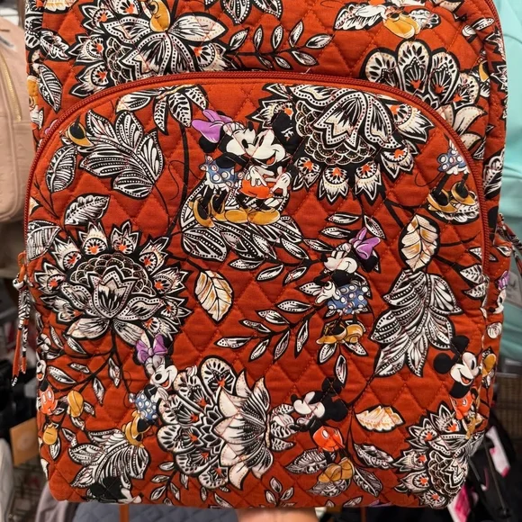 Disney Inspired Vera Bradley Orange Floral Quilted Backpack Disney Parks Beauty and the Beast Campus Backpack by Vera  main image 2